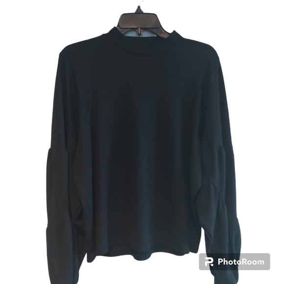 Zara Black Mock turtleneck Oversized Crop Top S - Picture 1 of 13